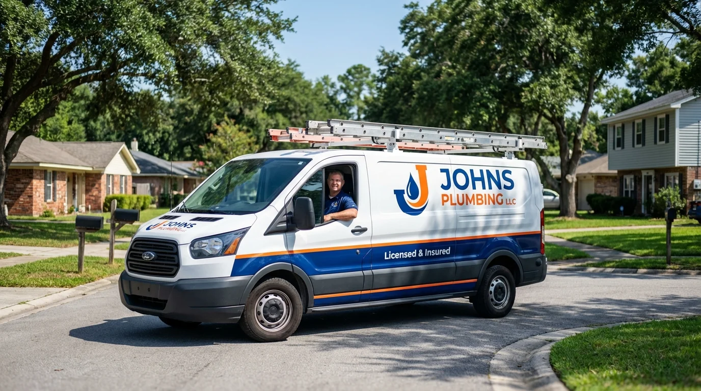 Johns Plumbing LLC service van in Pacific City, OR