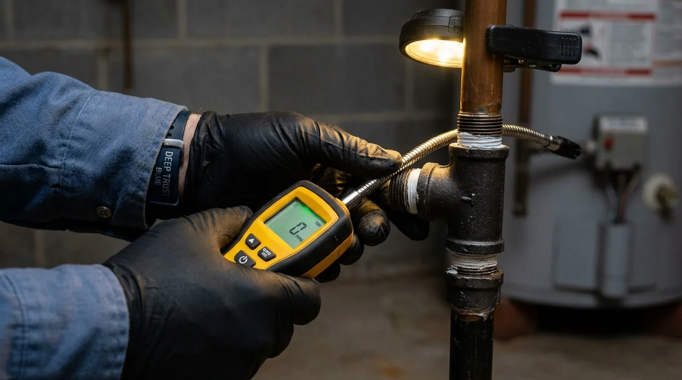 Gas leak detection with electronic sniffer by Johns Plumbing LLC in Pacific City