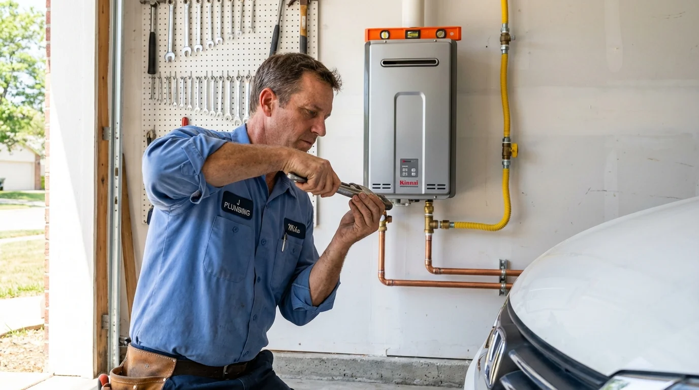 Tankless water heater installation by a Johns Plumbing LLC plumber in Pacific City